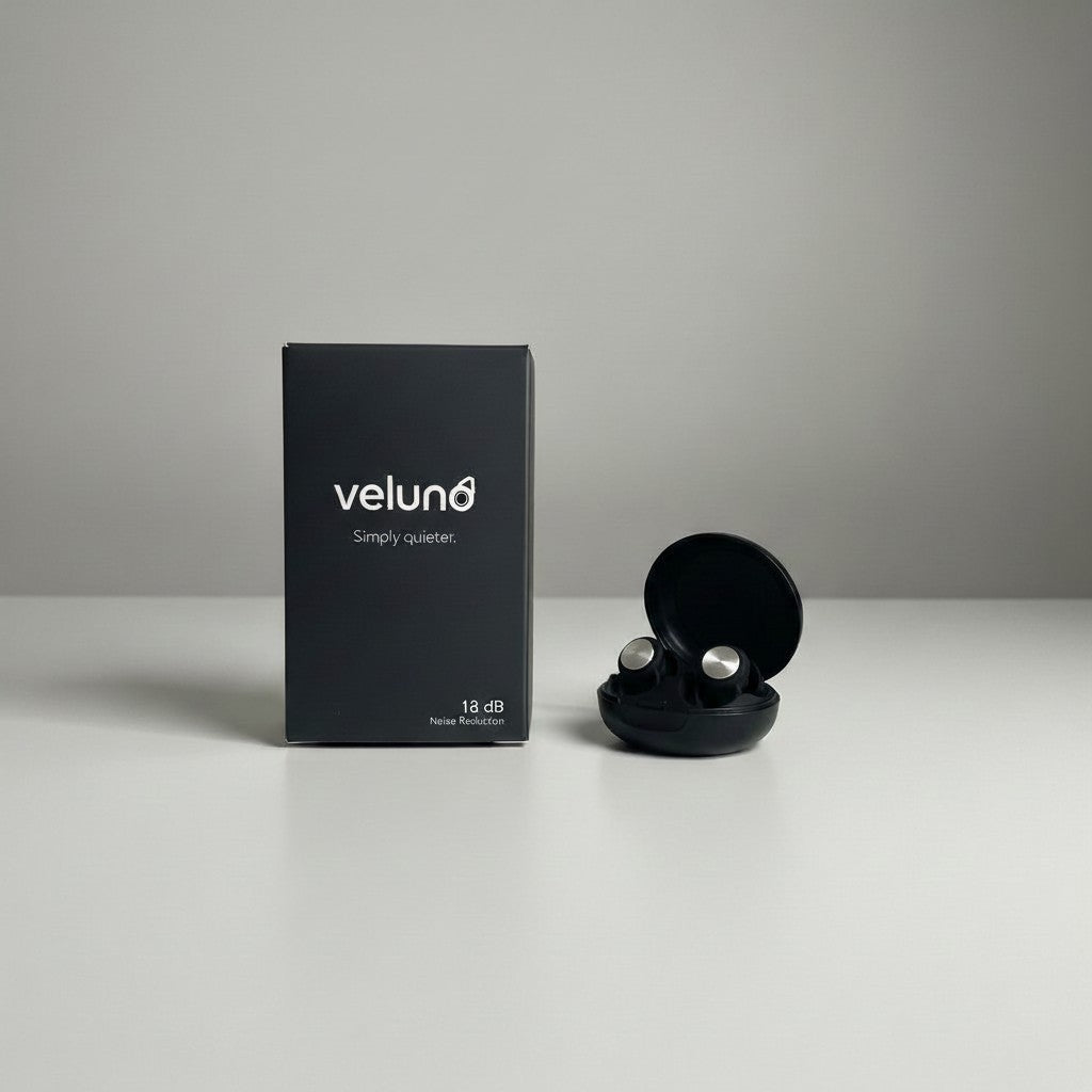 Veluno Pulse black silver packaging and carry case