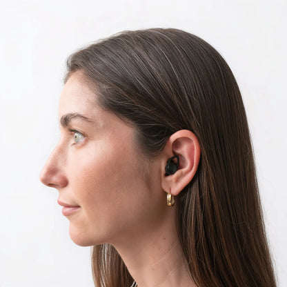 Veluno Eclipse earplugs worn in ear