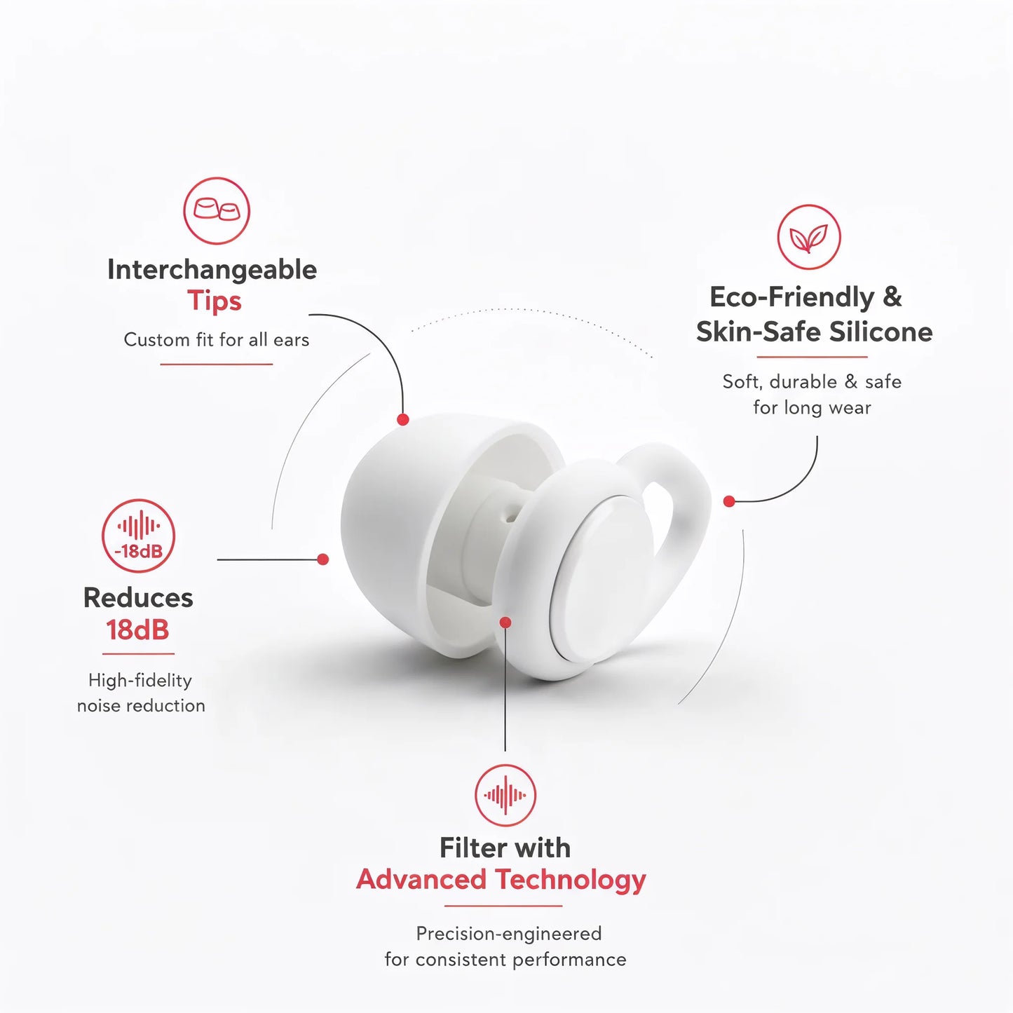 High-fidelity earplugs for concerts and festivals